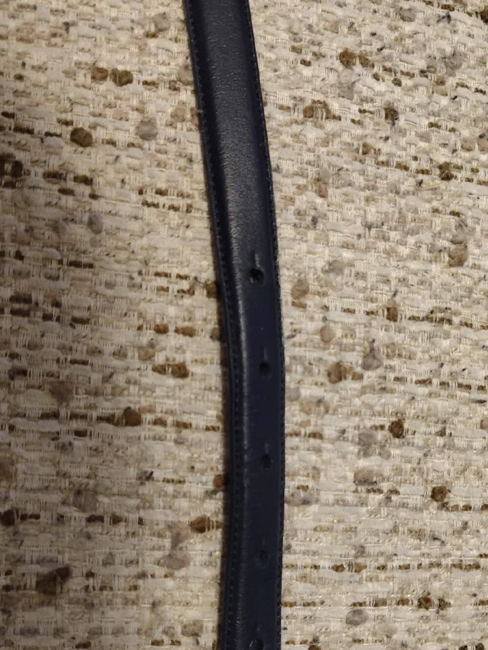 Ralph Lauren Blue Leather Belt with Rectangular Gold Buckle
